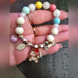 Dog lovers!Super cute Beaded charm bracelet,colorful beads & cutest charms